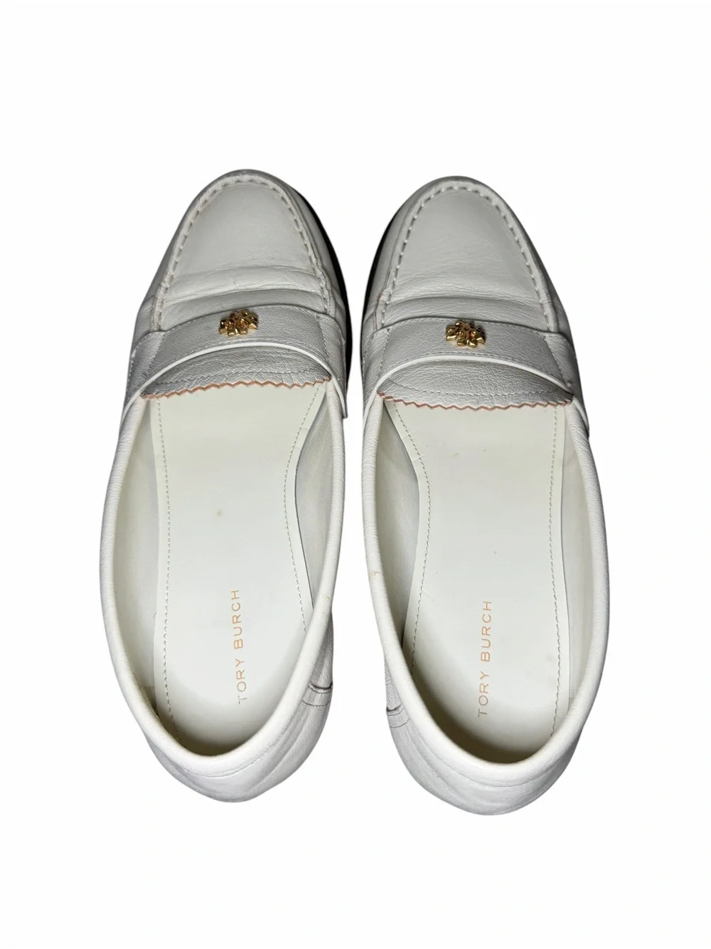 Tory Burch Classic Scalloped Leather Loafers New Ivory Size 8 - Picture 7 of 8